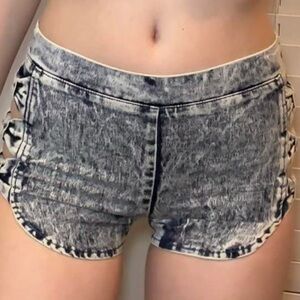 Dark wash denim shorts